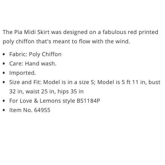 For Love And Lemons Country Western Asymmetrical Red Floral Pia Midi Skirt Size - Picture 3 of 11